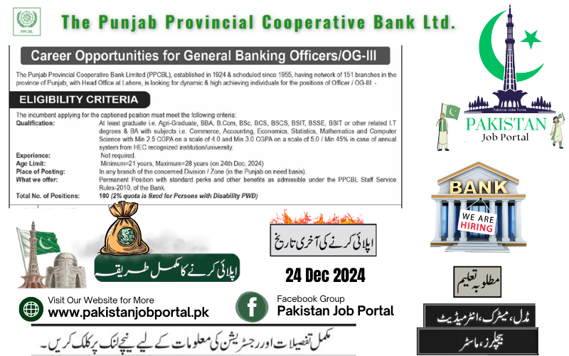 Career Opportunities for IBA (PPCBL) General Banking Officers/OG-III